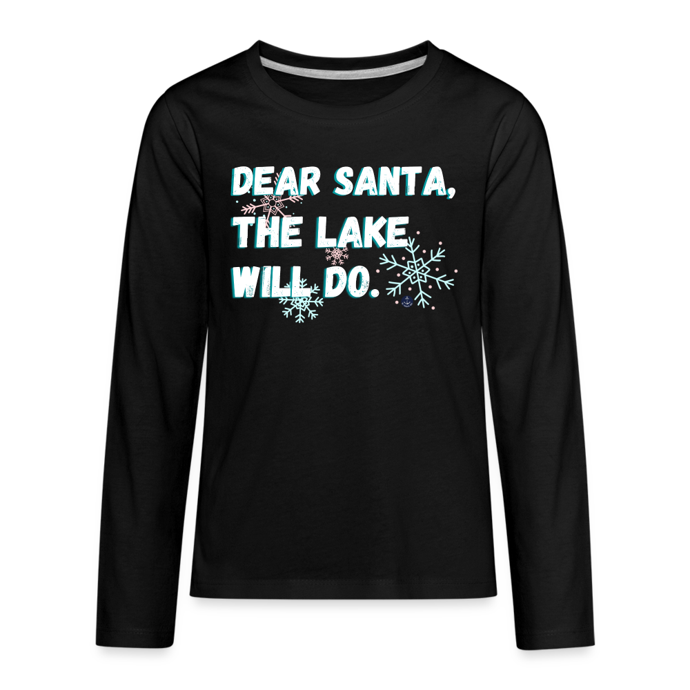 Dear Santa Kids' Christmas Long Sleeve Lake Tee - black