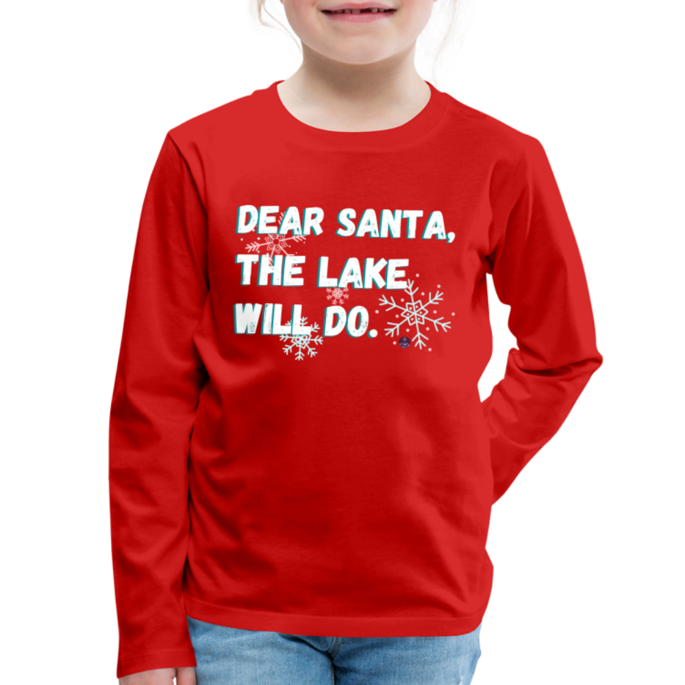 Dear Santa Kids' Christmas Long Sleeve Lake Tee - red