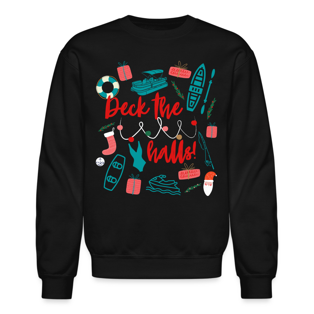 Deck the Halls Christmas Crewneck Lake Sweatshirt - black