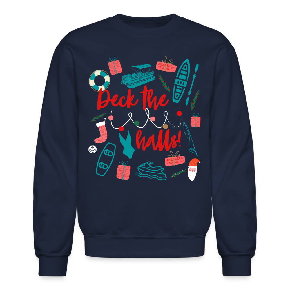 Deck the Halls Christmas Crewneck Lake Sweatshirt - navy