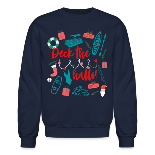 Deck the Halls Christmas Crewneck Lake Sweatshirt - navy