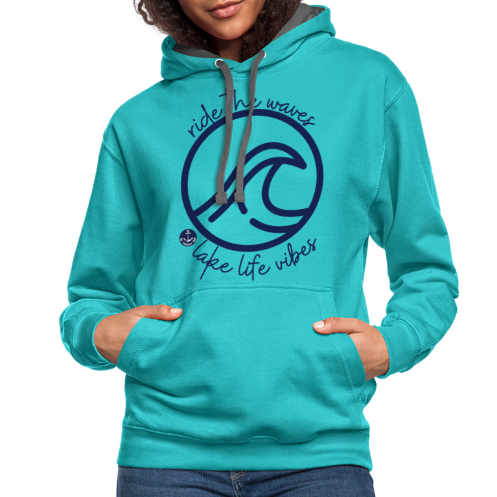 Lake Life Vibes Contrast Hood Lake Hoodie - scuba blue/asphalt