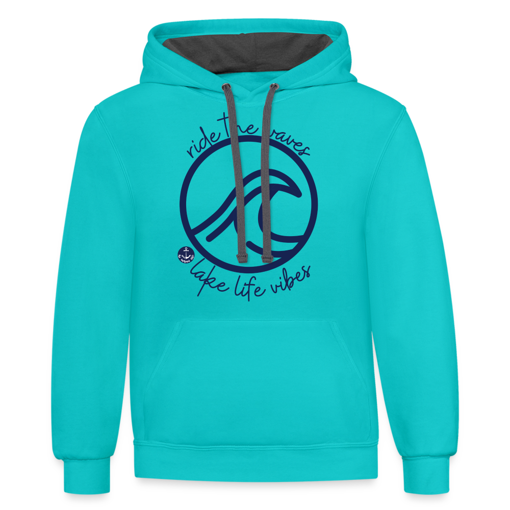 Lake Life Vibes Contrast Hood Lake Hoodie - scuba blue/asphalt