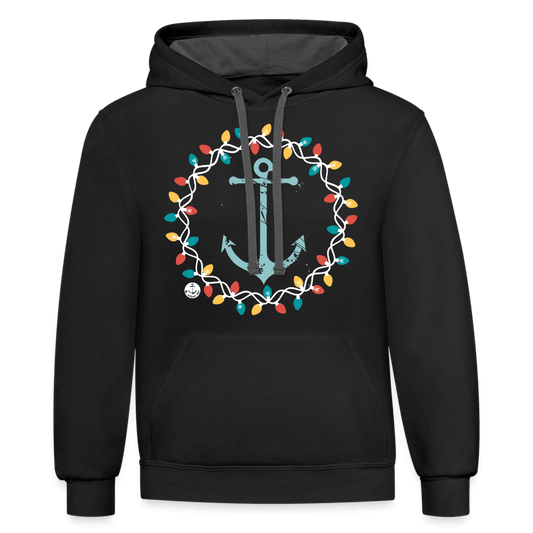 Anchor Christmas Wreath Contrast Lake Hoodie - black/asphalt