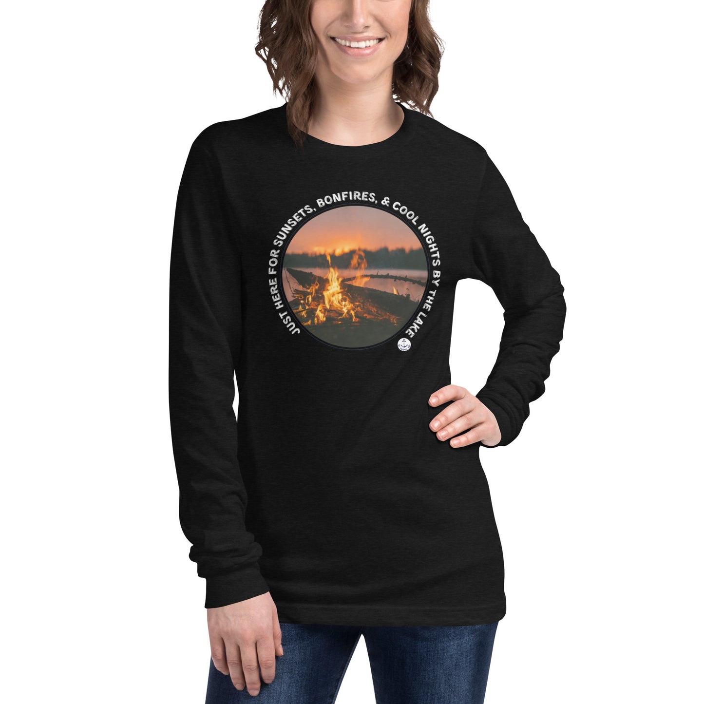 Sunsets & Bonfires Fall Unisex Long Sleeve Lake Tee