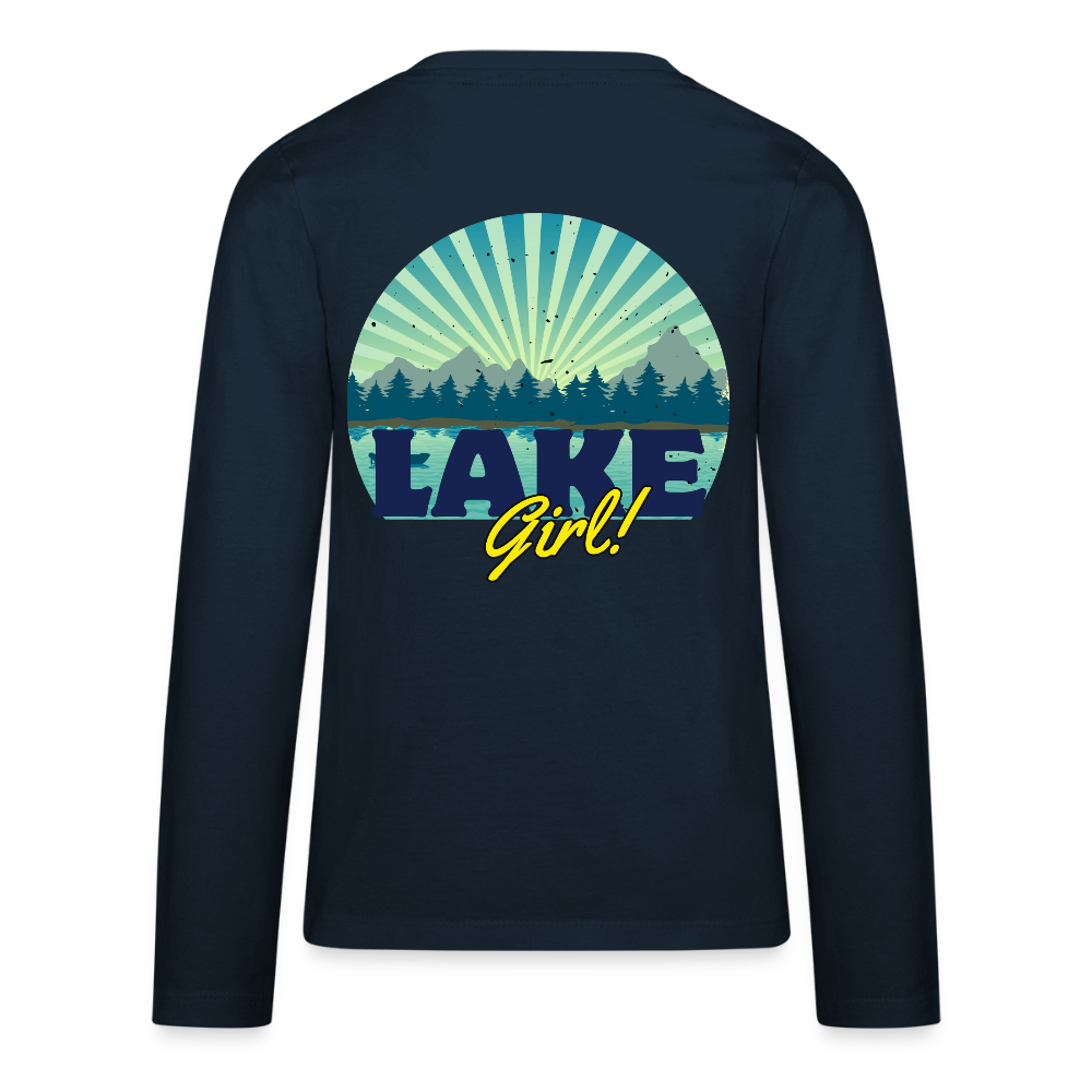 Lake Girl Long Sleeve T-Shirt for Kids, Lake Tee - deep navy