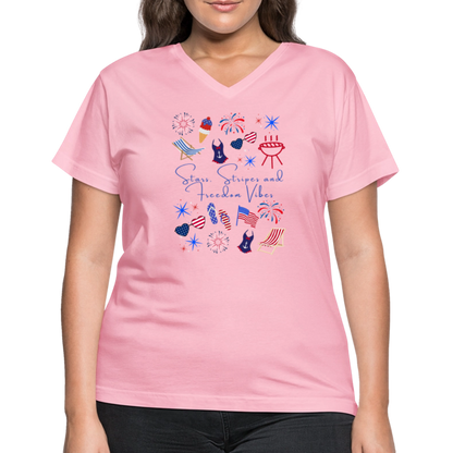 Stars, Stripes & Freedom Vibes – Women’s Patriotic Tee - pink