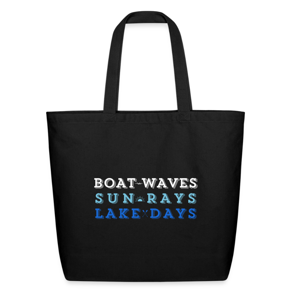 Boat Waves, Sun Rays, Lake Days Canvas Tote - black