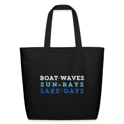 Boat Waves, Sun Rays, Lake Days Canvas Tote - black