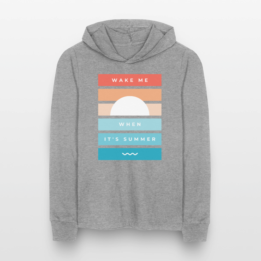 Wake Me When Its Summer Lightweight Hooded T-Shirt - heather grey