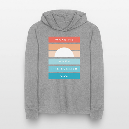 Wake Me When Its Summer Lightweight Hooded T-Shirt - heather grey
