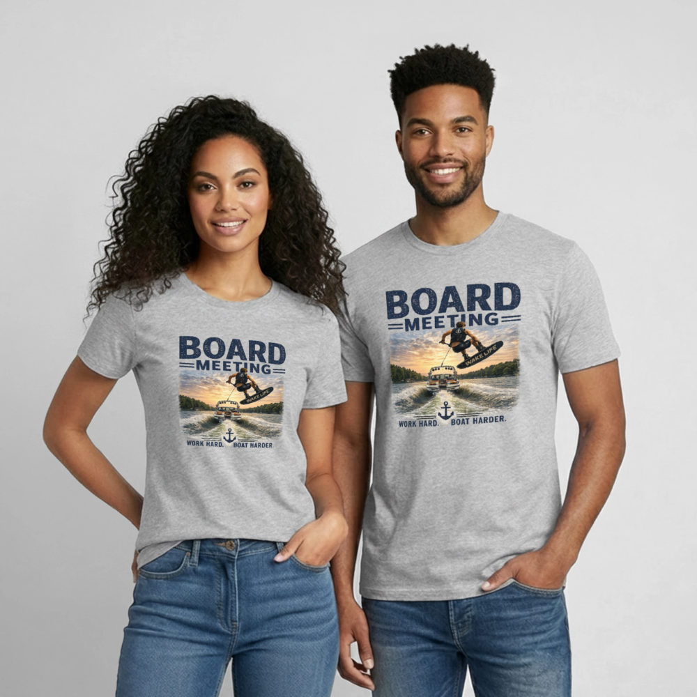 Board Meeting™ Wakeboarding Tee - Unisex Wakeboarding T-Shirt - heather gray