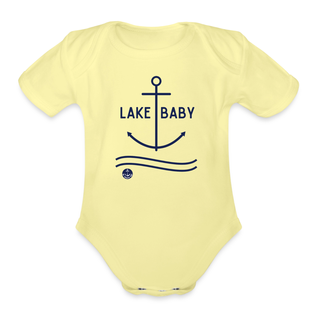 Anchor Lake Onesie for Infant, Nautical Onesie for Baby - washed yellow