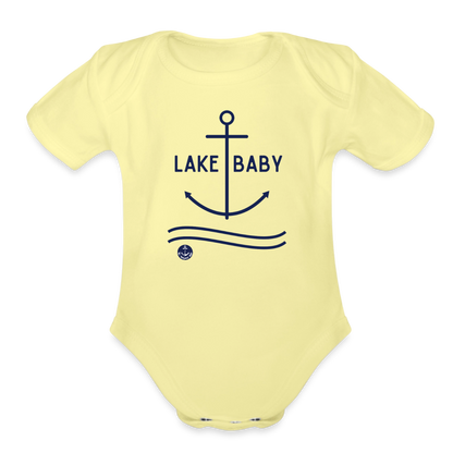 Anchor Lake Onesie for Infant, Nautical Onesie for Baby - washed yellow