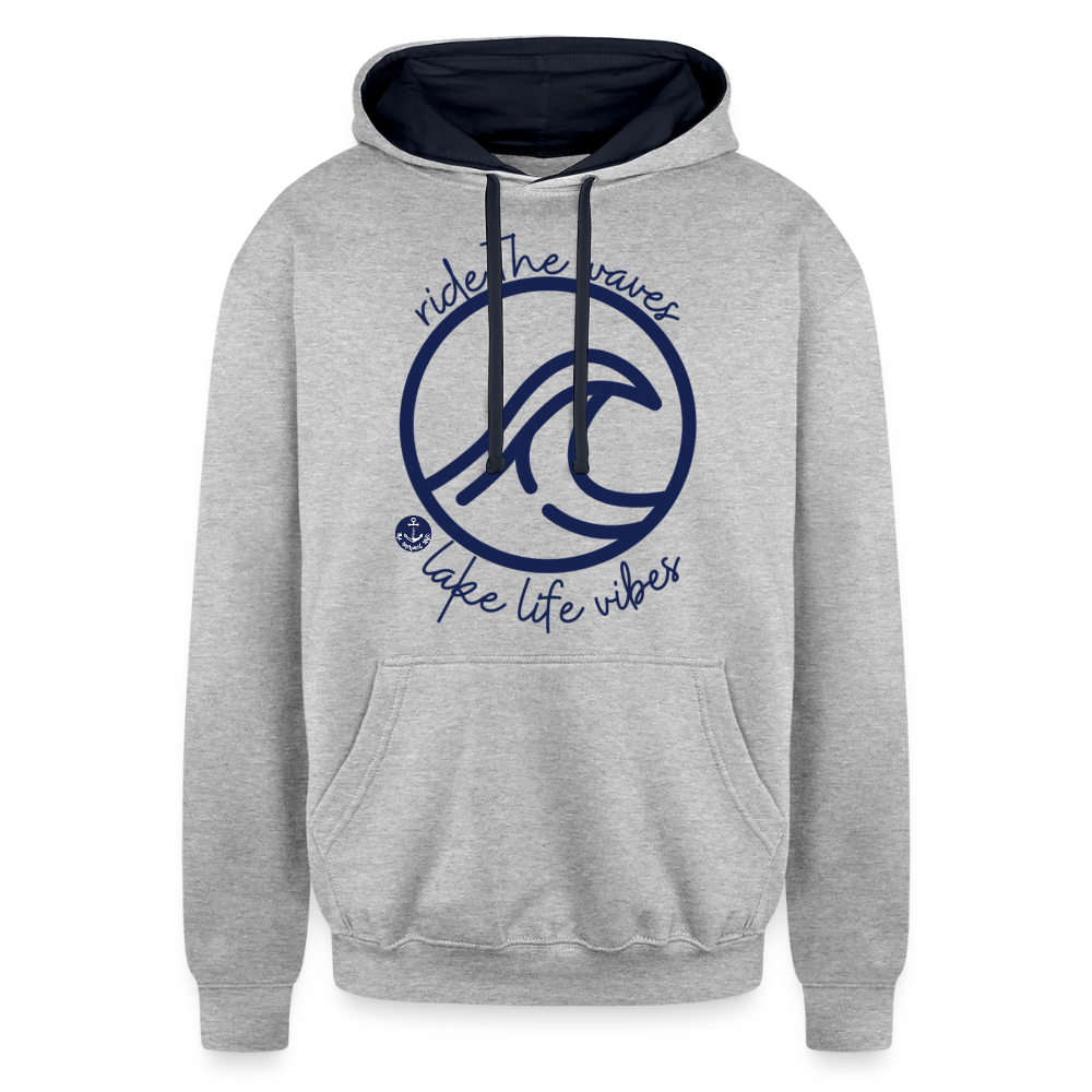 Ride the Waves Lake Life Hoodie - heather gray/navy