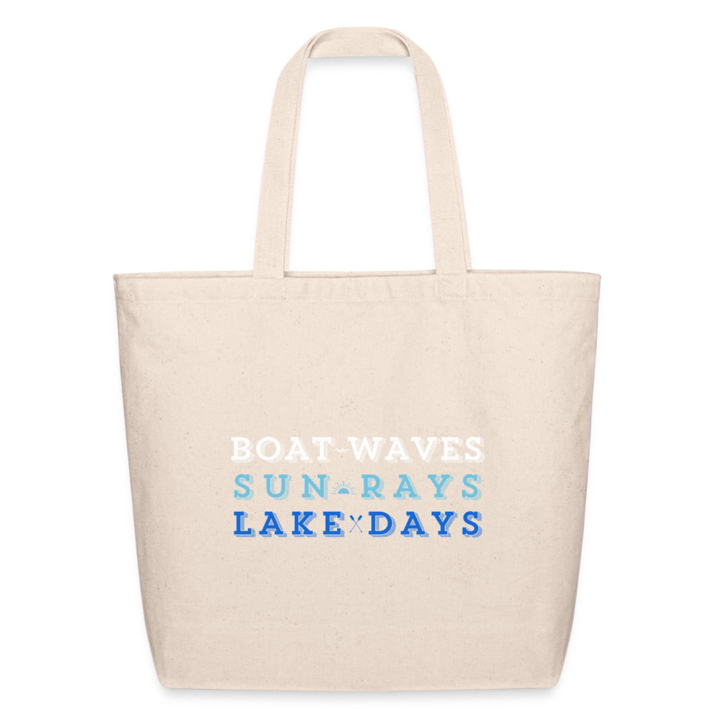 Boat Waves, Sun Rays, Lake Days Canvas Tote - natural