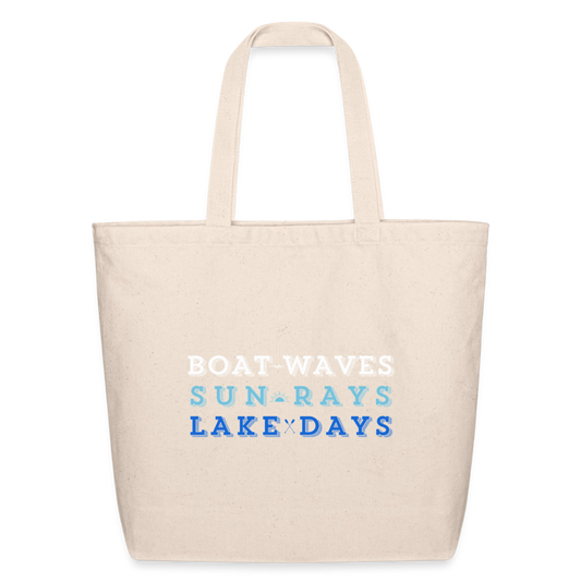Boat Waves, Sun Rays, Lake Days Canvas Tote - natural