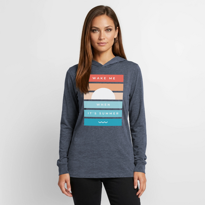 Wake Me When Its Summer Lightweight Hooded T-Shirt - heather navy