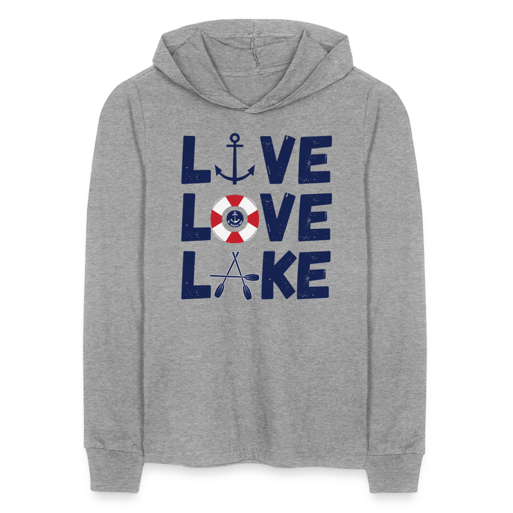 Live Love Lake Lightweight Hooded T-Shirt - heather grey