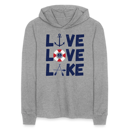 Live Love Lake Lightweight Hooded T-Shirt - heather grey