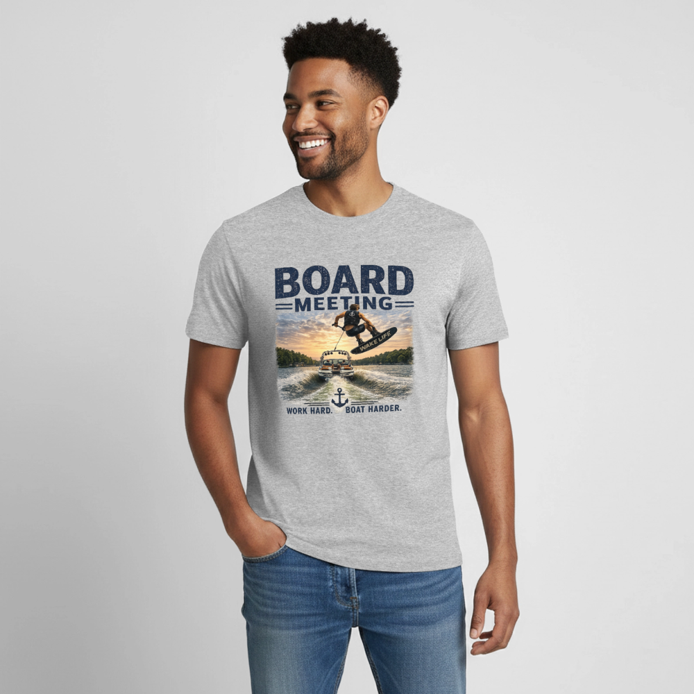 Board Meeting™ Wakeboarding Tee - Unisex Wakeboarding T-Shirt - heather gray