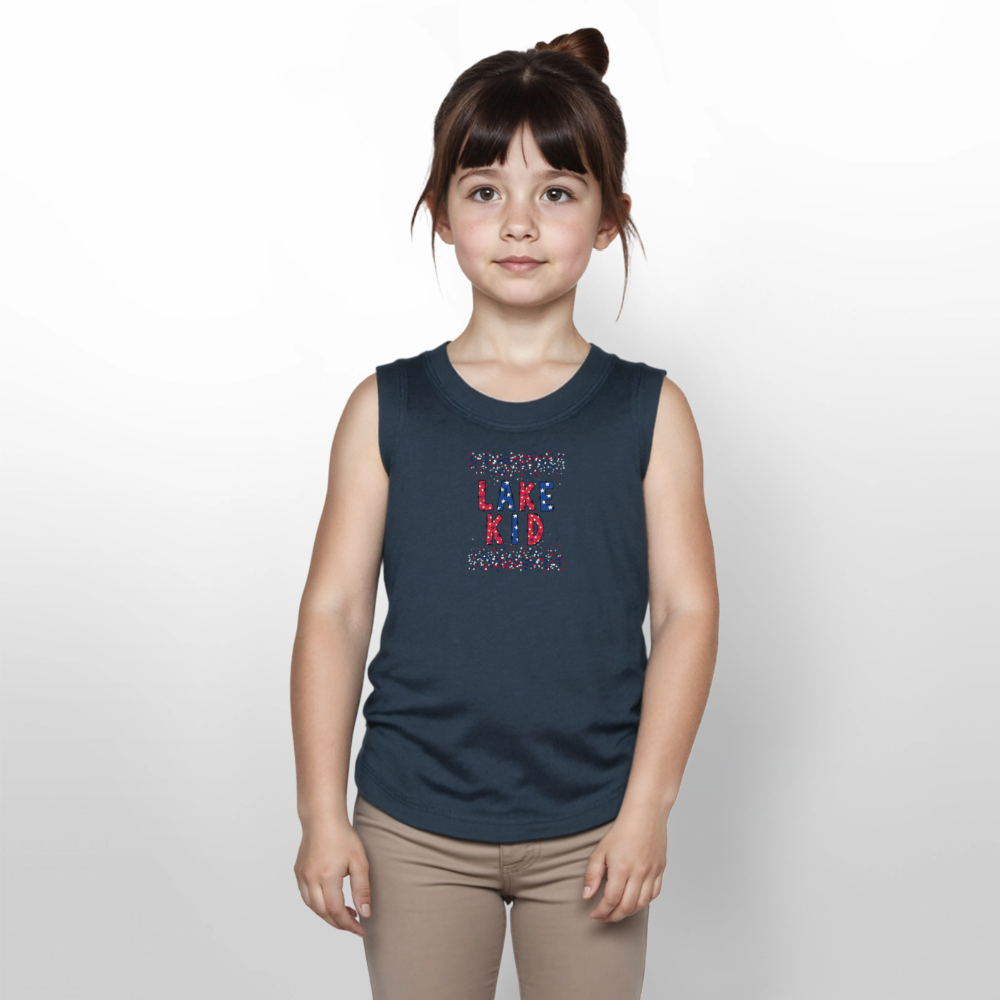 Lake Kid – Girls’ Patriotic Tank - denim