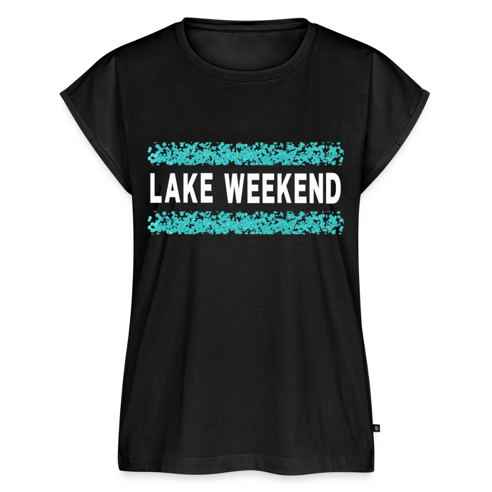 Lake Weekend Bubble Stripe Tee - Ladies Fit - black
