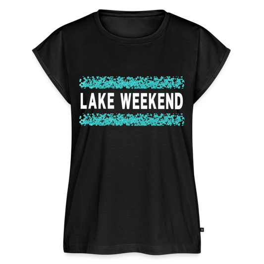 Lake Weekend Bubble Stripe Tee - Ladies Fit - black