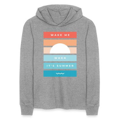 Wake Me When Its Summer Lightweight Hooded T-Shirt - heather grey