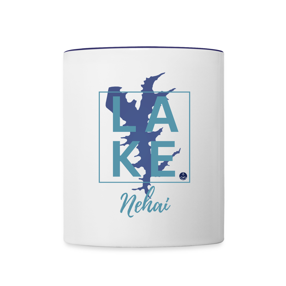 Lake Nehai Coffee Mug - white/cobalt blue