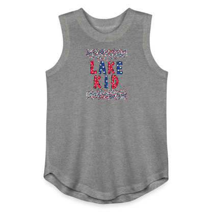 Lake Kid – Girls’ Patriotic Tank - granite heather 