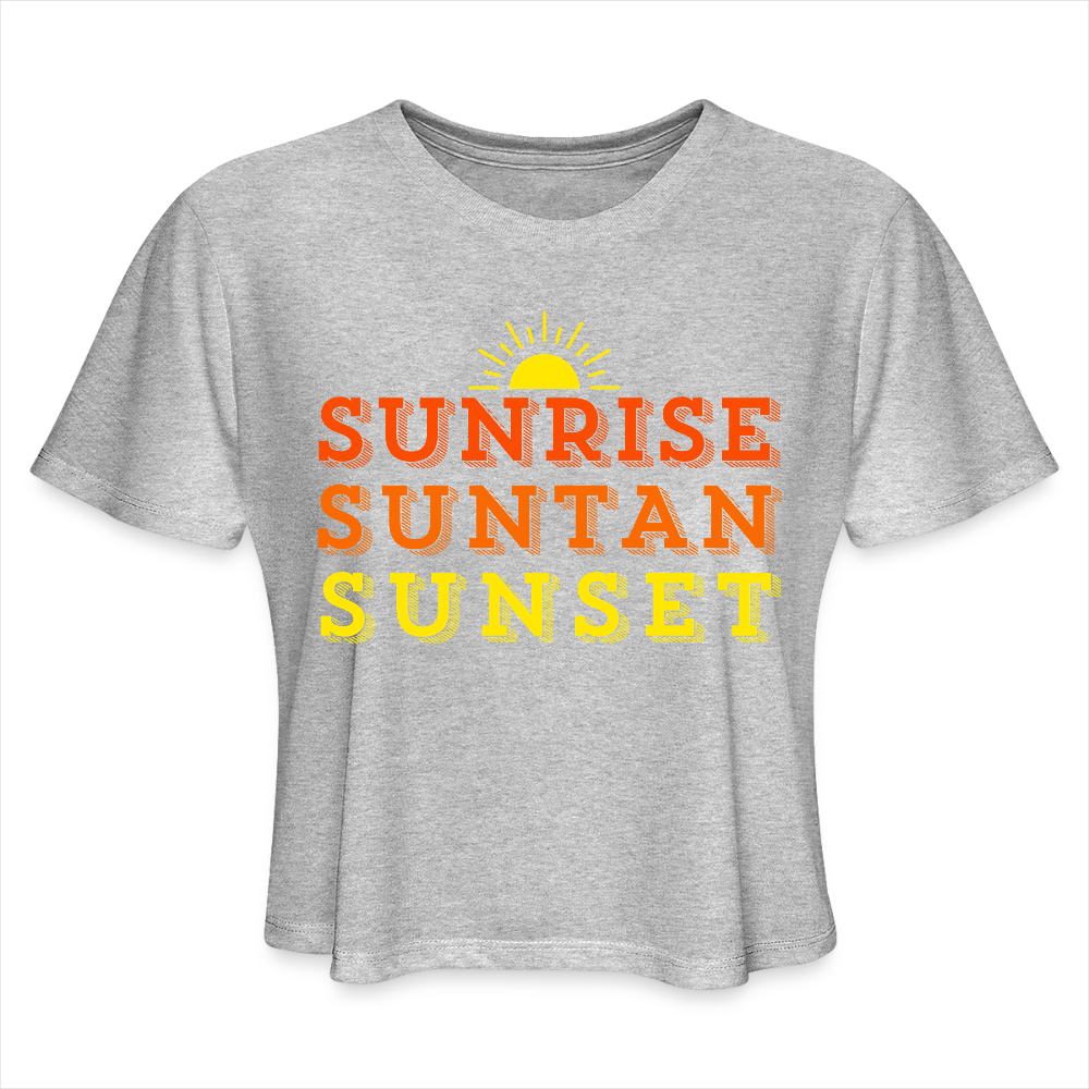 Sunrise Suntan Sunset Women's Crop Tee - heather gray