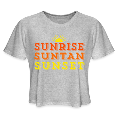 Sunrise Suntan Sunset Women's Crop Tee - heather gray