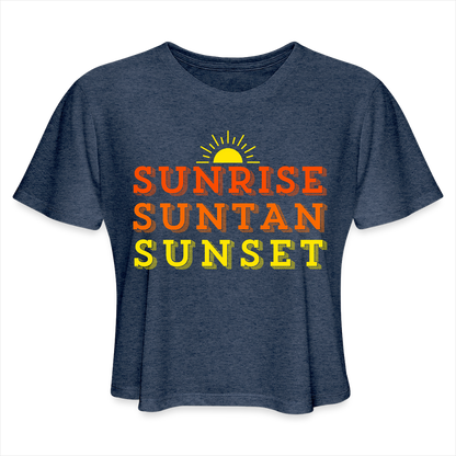 Sunrise Suntan Sunset Women's Crop Tee - heather navy