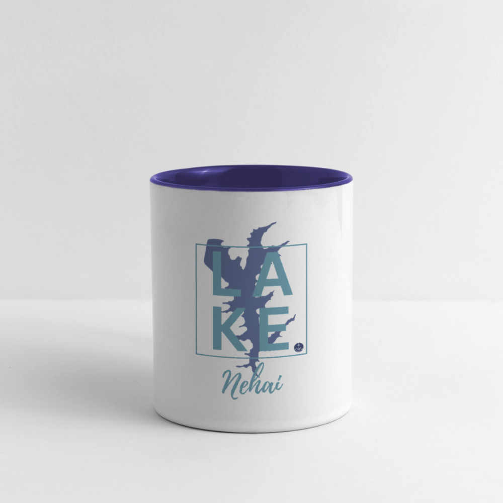 Lake Nehai Coffee Mug - white/cobalt blue