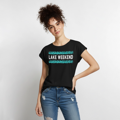 Lake Weekend Bubble Stripe Tee - Ladies Fit - black