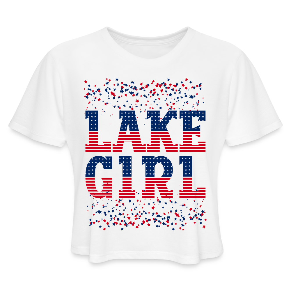 Lake Girl – Women’s Patriotic Crop Tee - white