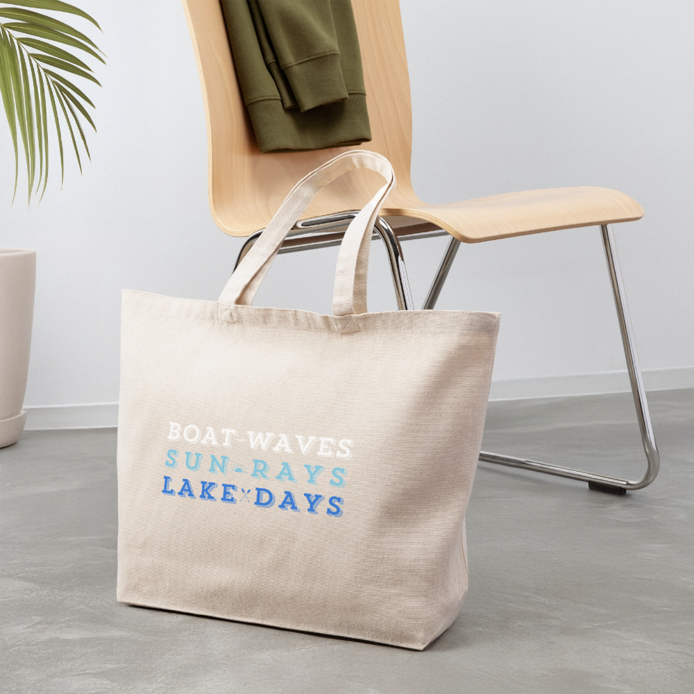 Boat Waves, Sun Rays, Lake Days Canvas Tote - natural