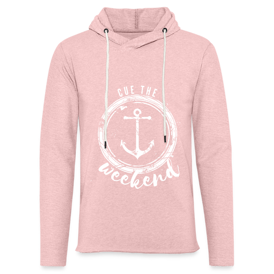 Cue the Weekend Unisex Lightweight Terry Hoodie - cream heather pink