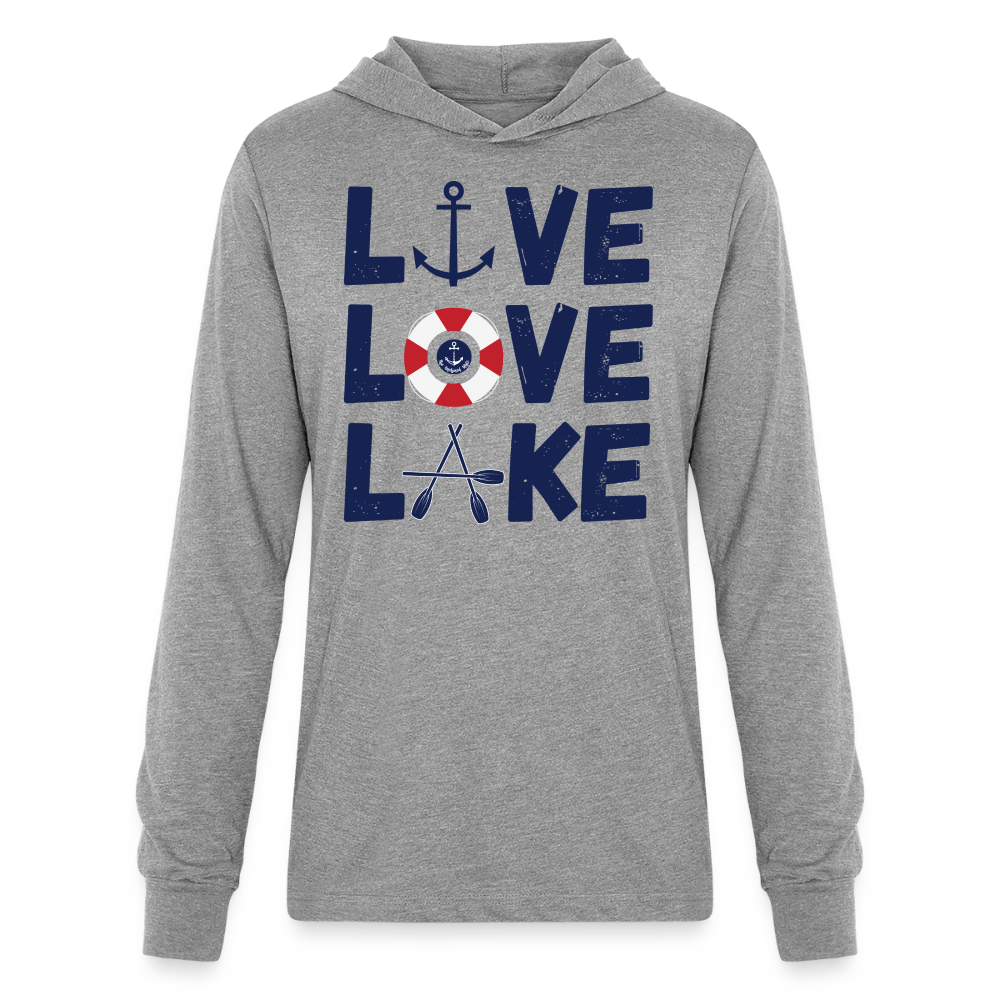 Live Love Lake Lightweight Hooded T-Shirt - heather grey