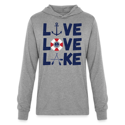Live Love Lake Lightweight Hooded T-Shirt - heather grey