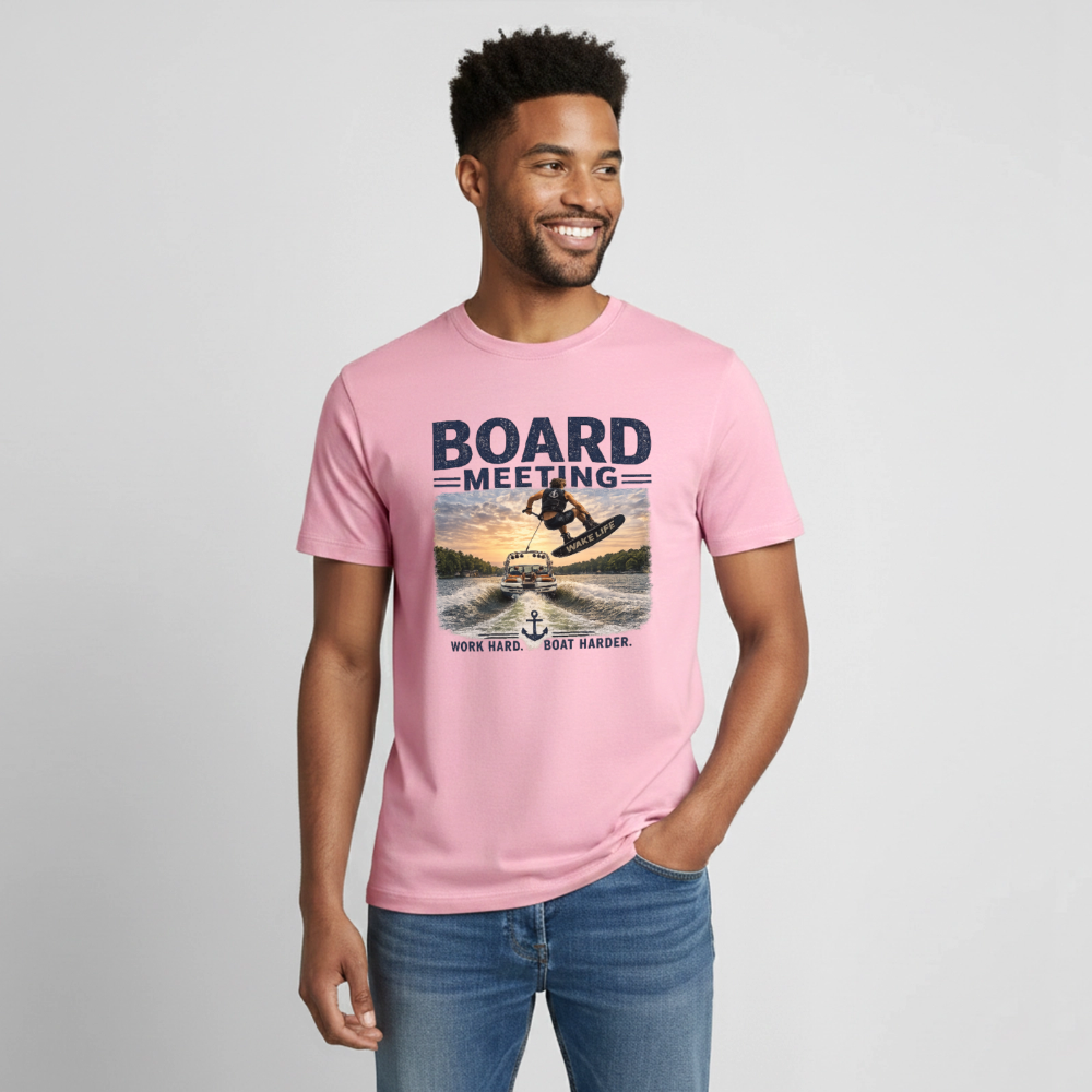 Board Meeting™ Wakeboarding Tee - Unisex Wakeboarding T-Shirt - light pink