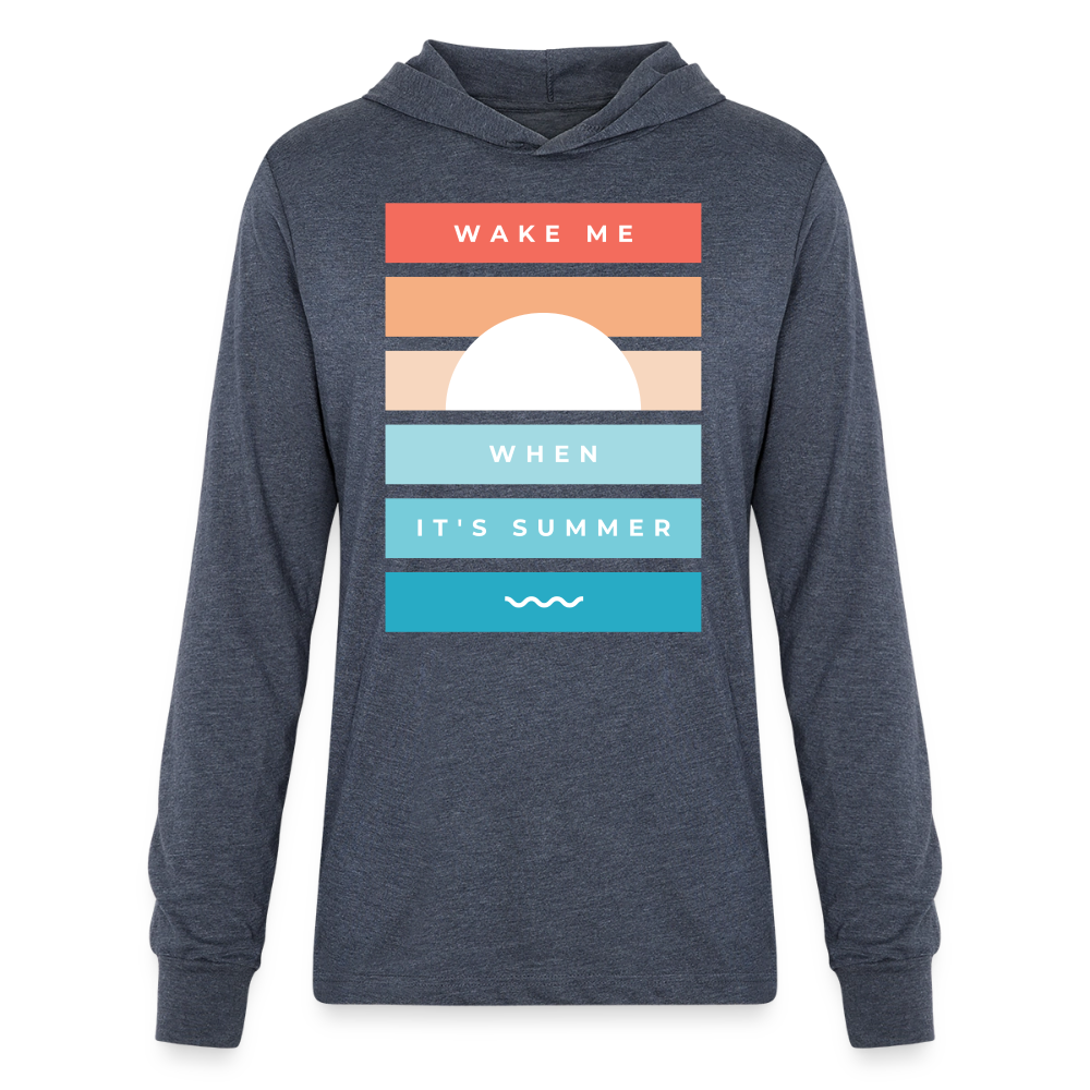 Wake Me When Its Summer Lightweight Hooded T-Shirt - heather navy