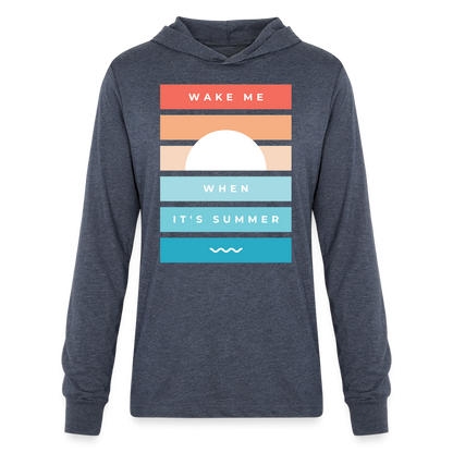Wake Me When Its Summer Lightweight Hooded T-Shirt - heather navy