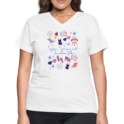 Stars, Stripes & Freedom Vibes – Women’s Patriotic Tee - white