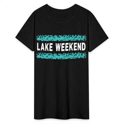 Lake Weekend Bubble Stripe Tee - Ladies Fit - black