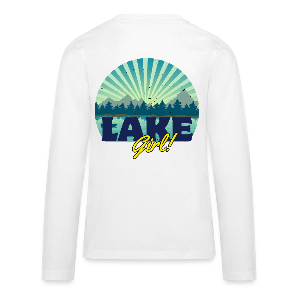 Lake Girl Long Sleeve T-Shirt for Kids, Lake Tee - white