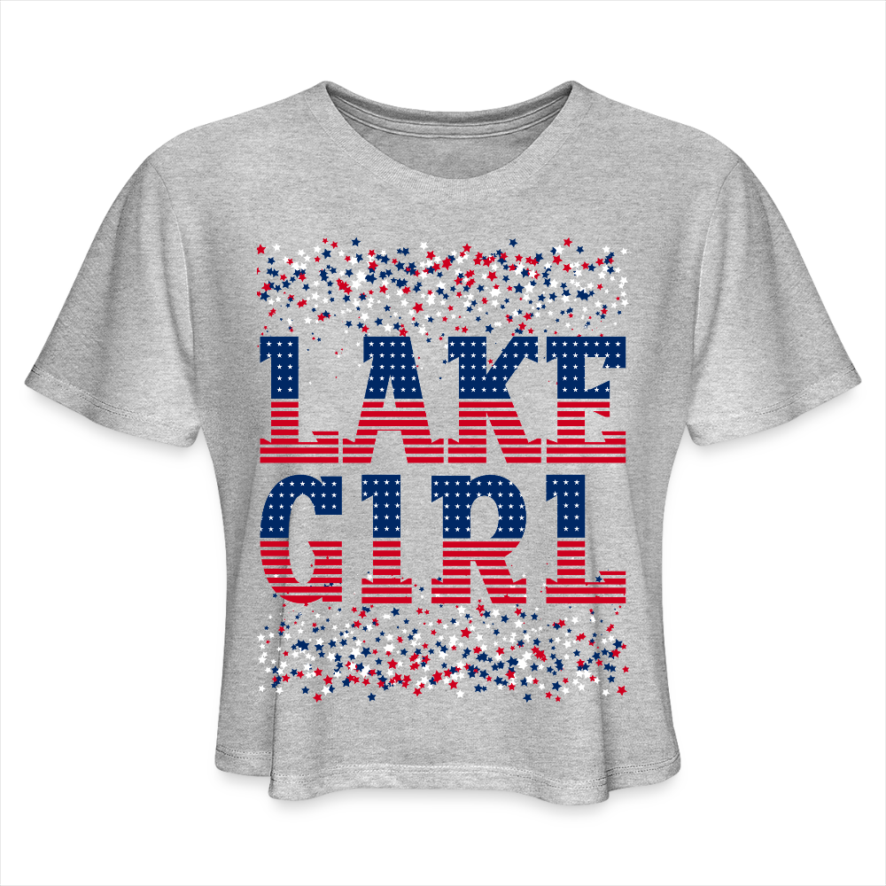 Lake Girl – Women’s Patriotic Crop Tee - heather gray