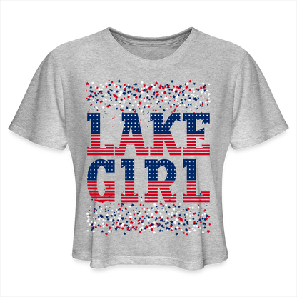 Lake Girl – Women’s Patriotic Crop Tee - heather gray