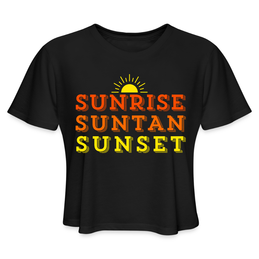 Sunrise Suntan Sunset Women's Crop Tee - black